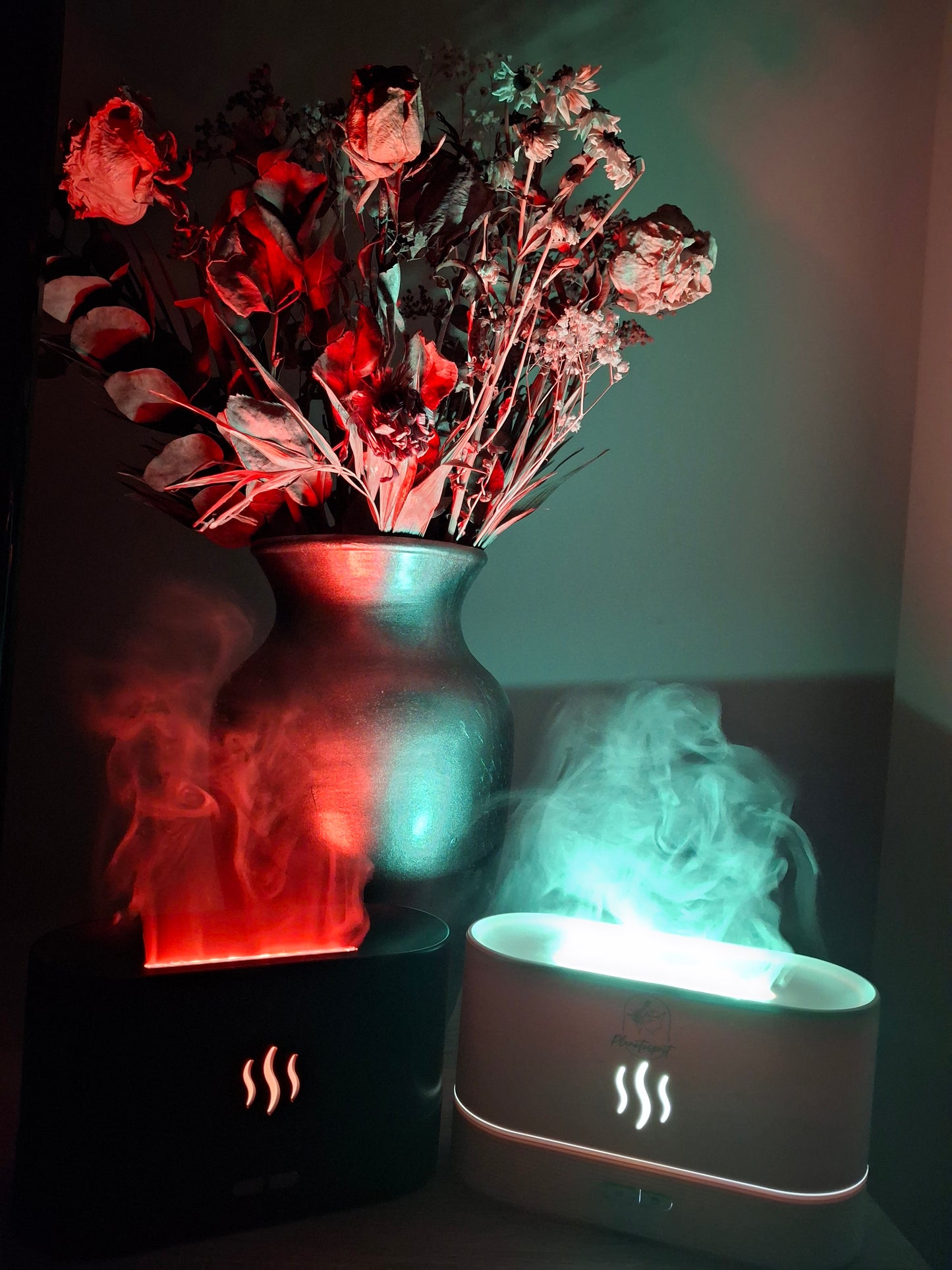Diffuseur d'huiles essentielles LED Effet Flamme 180 ml - Ambiance cocooning, sommeil réparateur et zen chez vous