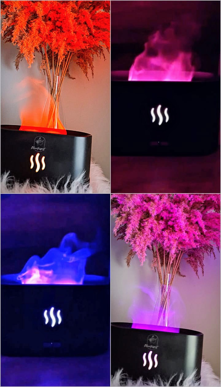 Diffuseur d'huiles essentielles LED Effet Flamme 180 ml - Ambiance cocooning, sommeil réparateur et zen chez vous