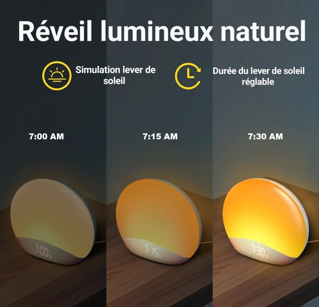 Réveil simulateur d’aube Bluetooth - Adieu aux matins difficiles, sommeil réparateur et énergie dès le réveil