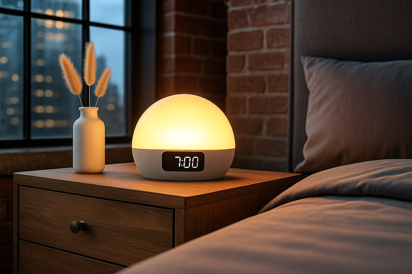 Réveil simulateur d’aube Bluetooth — Dites adieu aux matins difficiles et retrouvez un réveil doux, naturel et plein d’énergie.