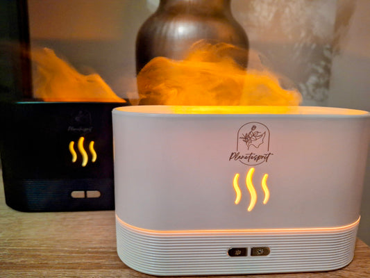 Diffuseur d'huiles essentielles LED Effet Flamme 180 ml - Ambiance cocooning, sommeil réparateur et zen chez vous